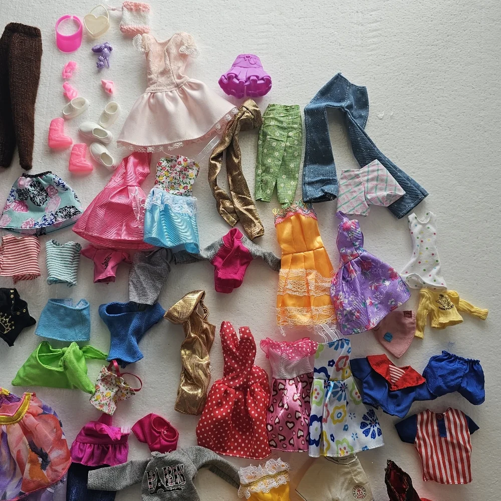 Barbie Doll Dress Collection Pink, Blue, Yellow, Red Lot Bundle Clothes Dresses - Picture 5 of 11